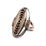 Spiral Oval Gümüş Bronz Yüzük